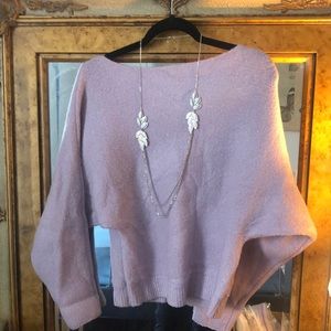 Mauve knit sweater, looks great with jeans